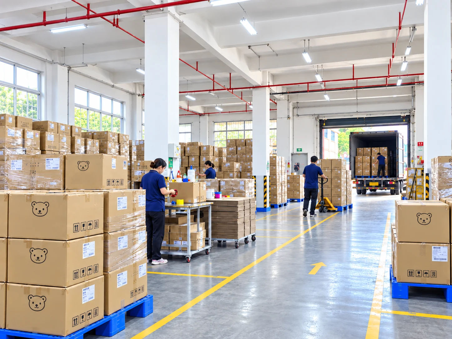 Packed cartons in the factory warehouse